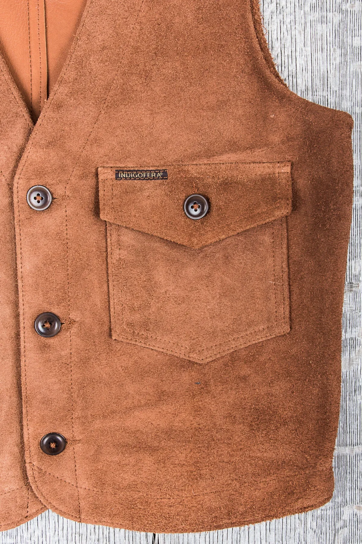 Indigofera Harrison Leather Vest Cognac