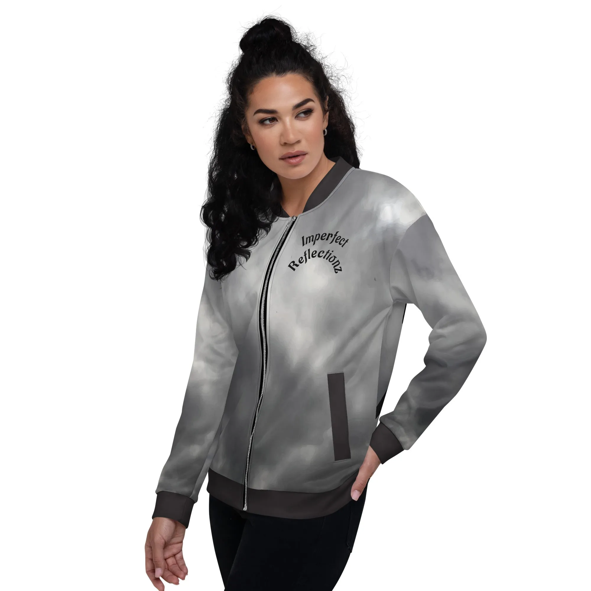 IR Unisex Bomber Jacket- Grey Cloud Angel Wings