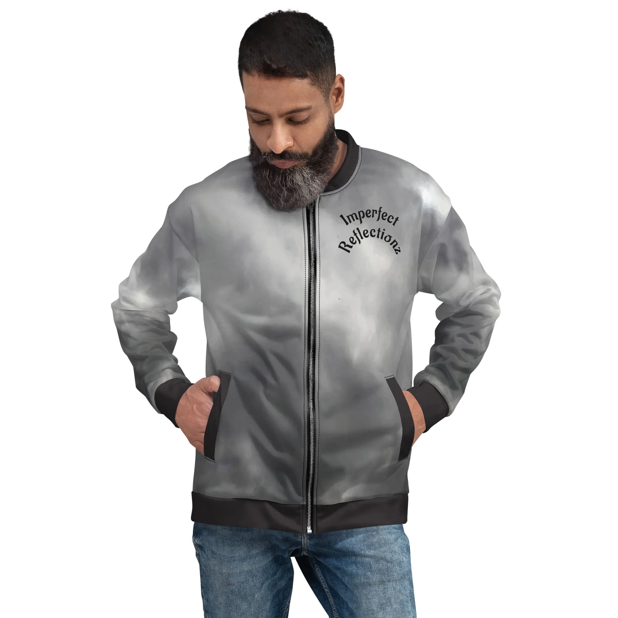 IR Unisex Bomber Jacket- Grey Cloud Angel Wings