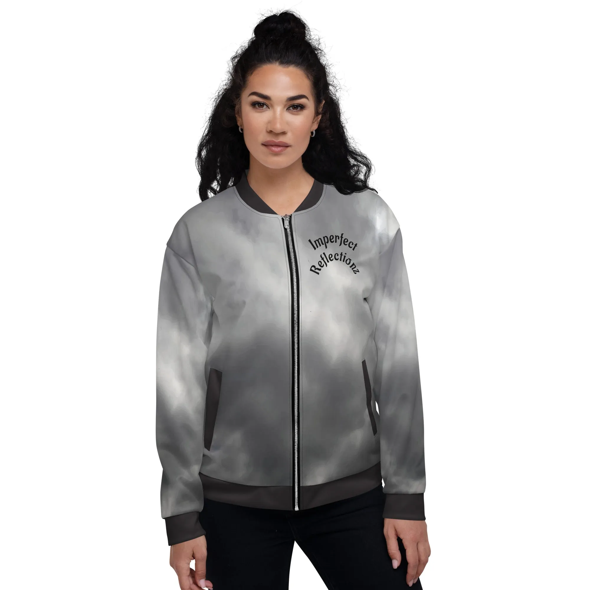 IR Unisex Bomber Jacket- Grey Cloud Angel Wings