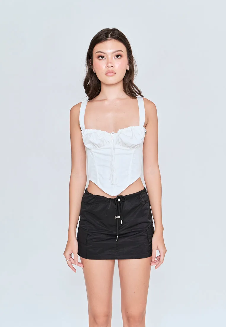 Itzzy Black Drawstring Elastic Waist Side Pockets Mini Skirt