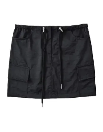 Itzzy Black Drawstring Elastic Waist Side Pockets Mini Skirt