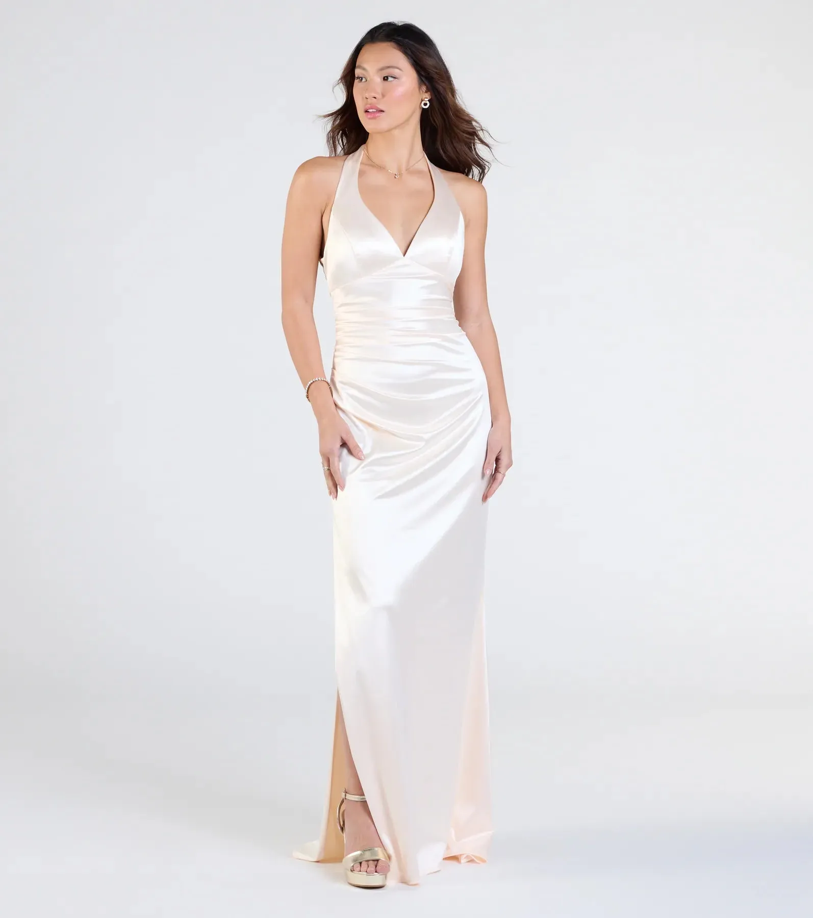 Jamie Lace-Up Satin Formal Dress