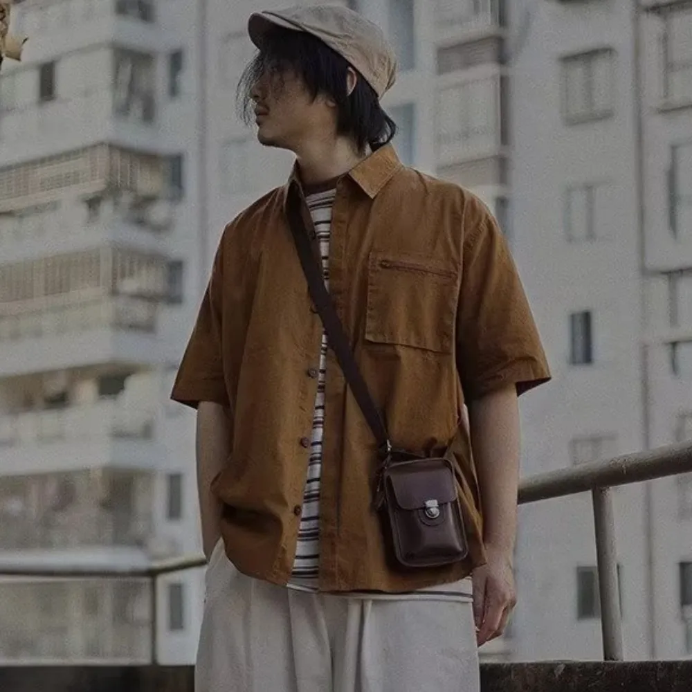 Japanese Solid Color Pocket Shirt