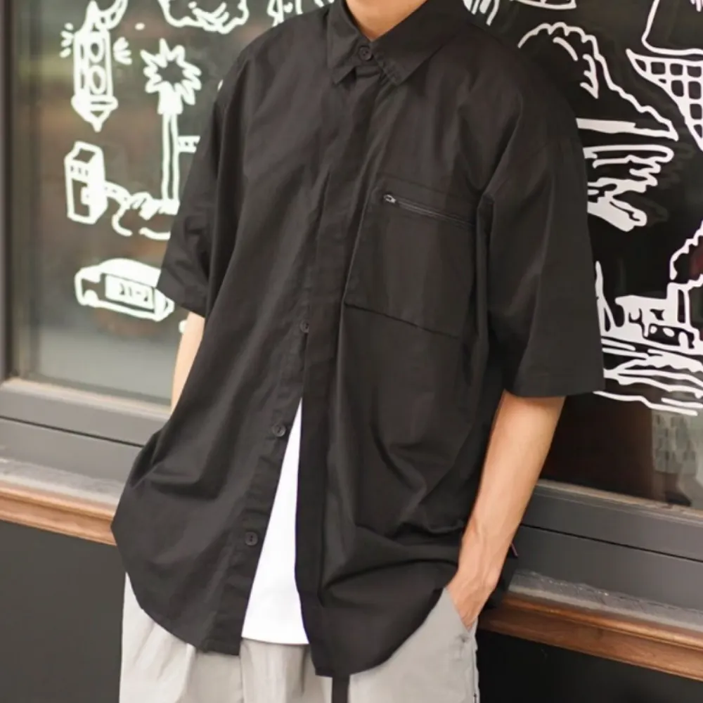 Japanese Solid Color Pocket Shirt