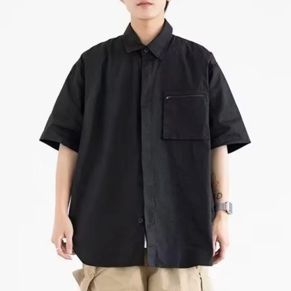 Japanese Solid Color Pocket Shirt