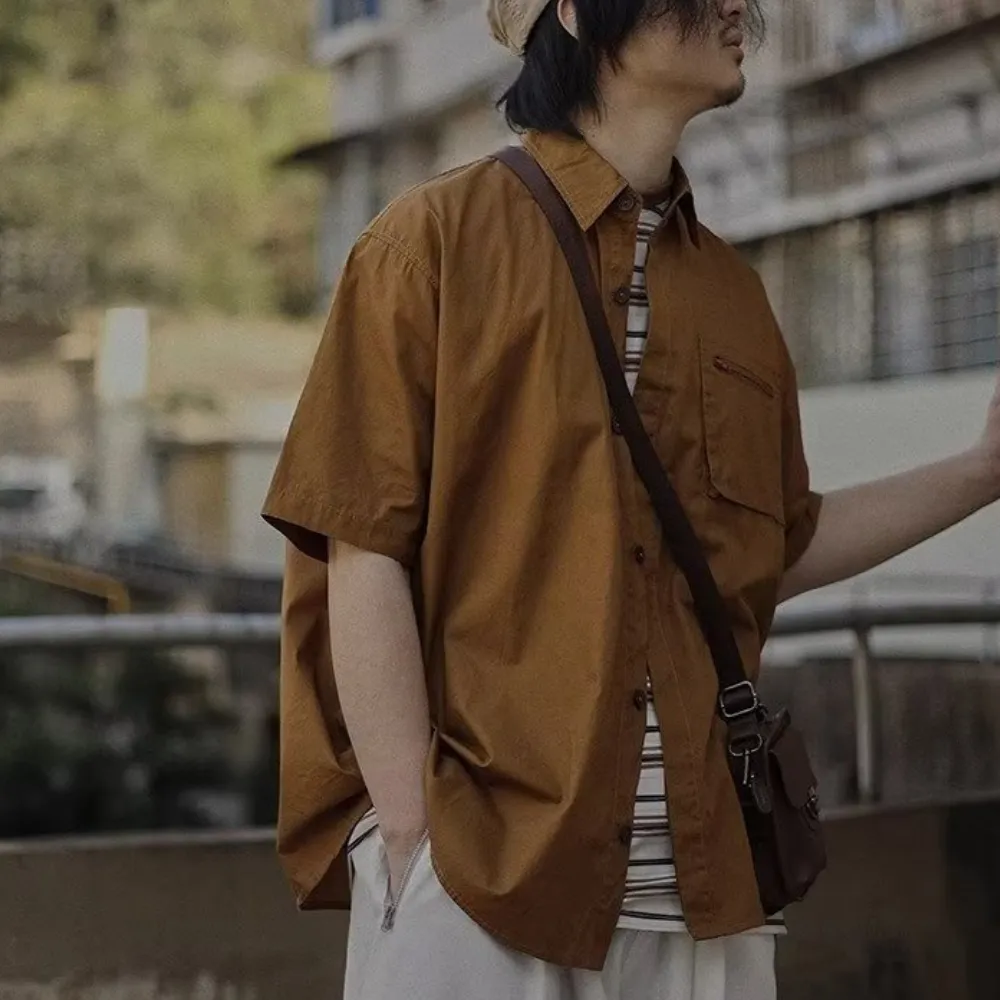 Japanese Solid Color Pocket Shirt