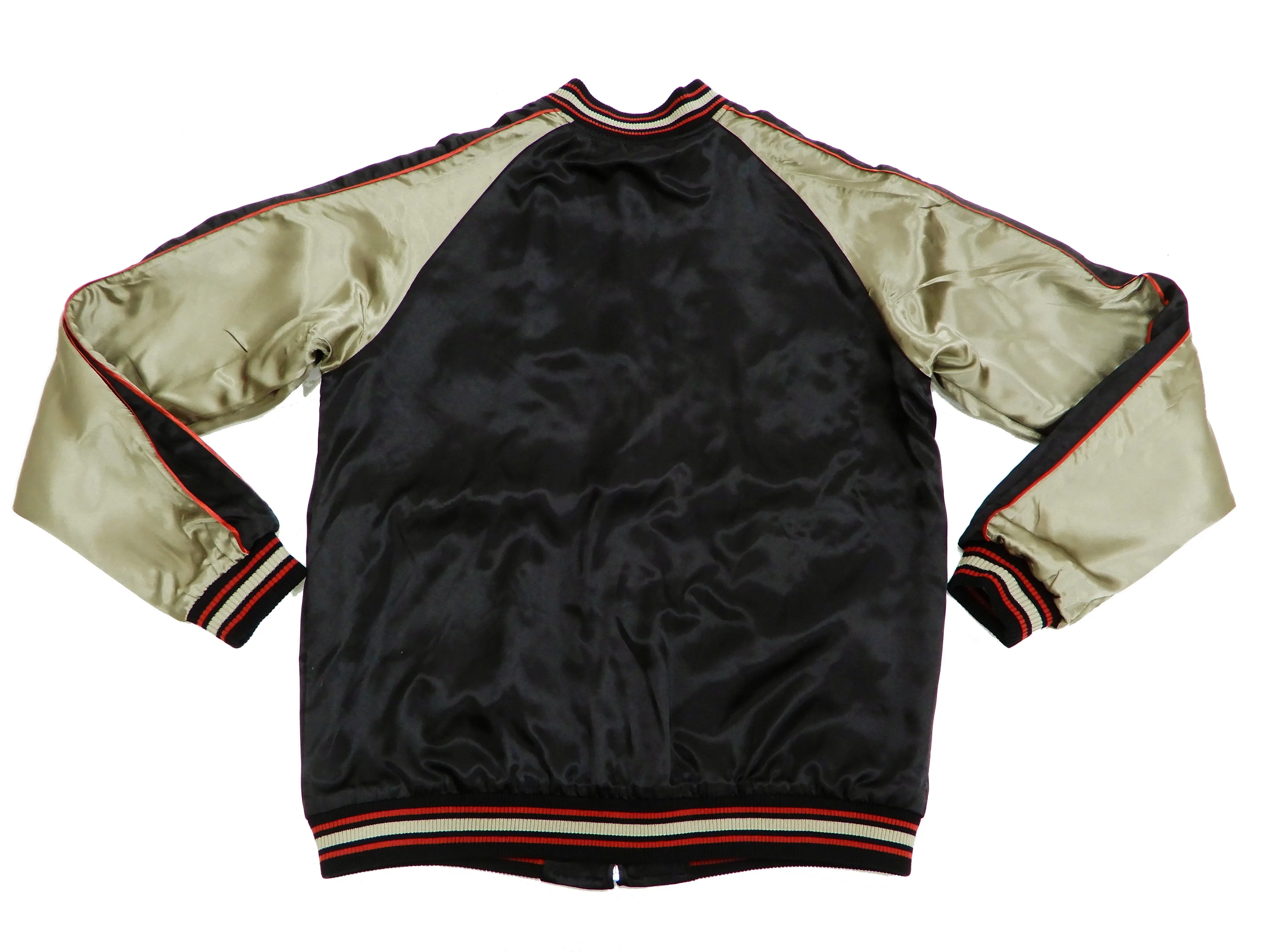 Japanesque Men's Japanese Souvenir Jacket Weeping Cherry Sukajan 3RSJ-038 Black/Beige