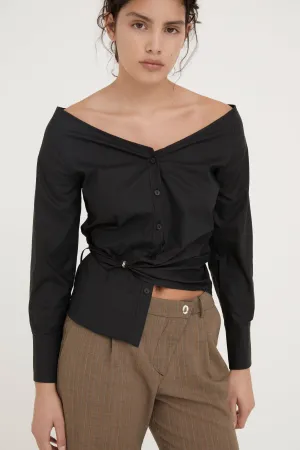 JEAN WRAP SHIRT - BLACK