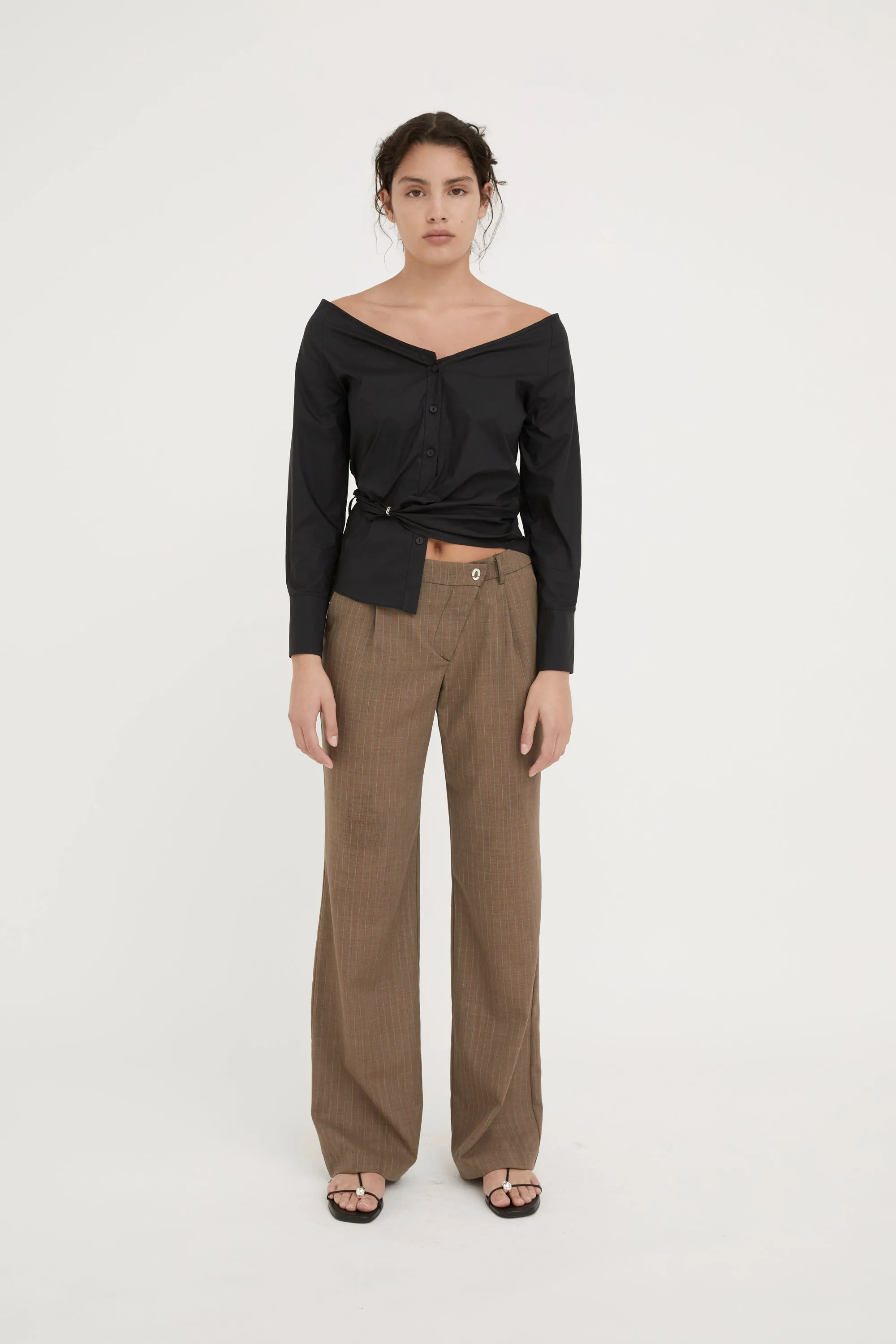 JEAN WRAP SHIRT - BLACK