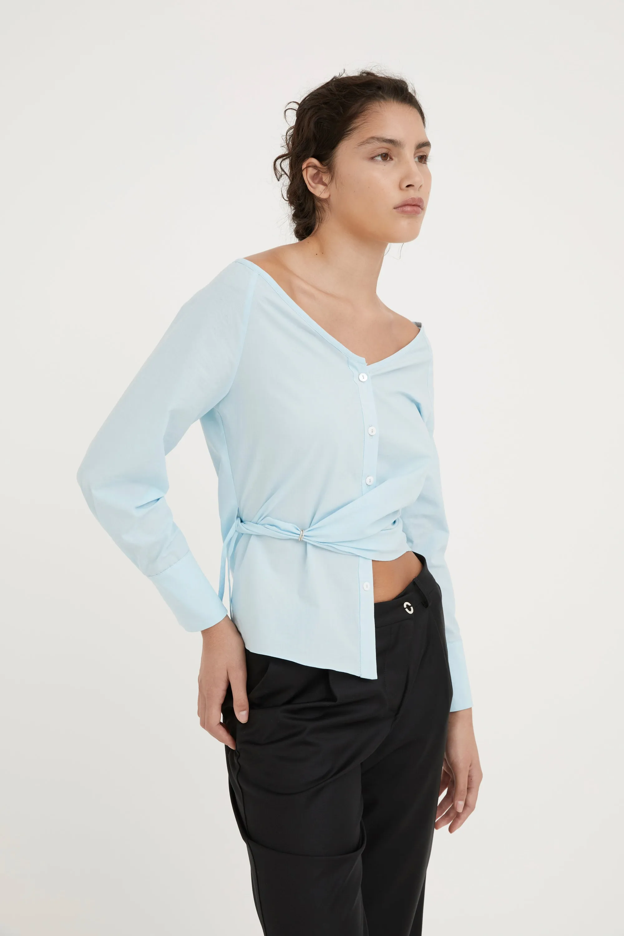 JEAN WRAP SHIRT - ICE BLUE- PRE ORDER