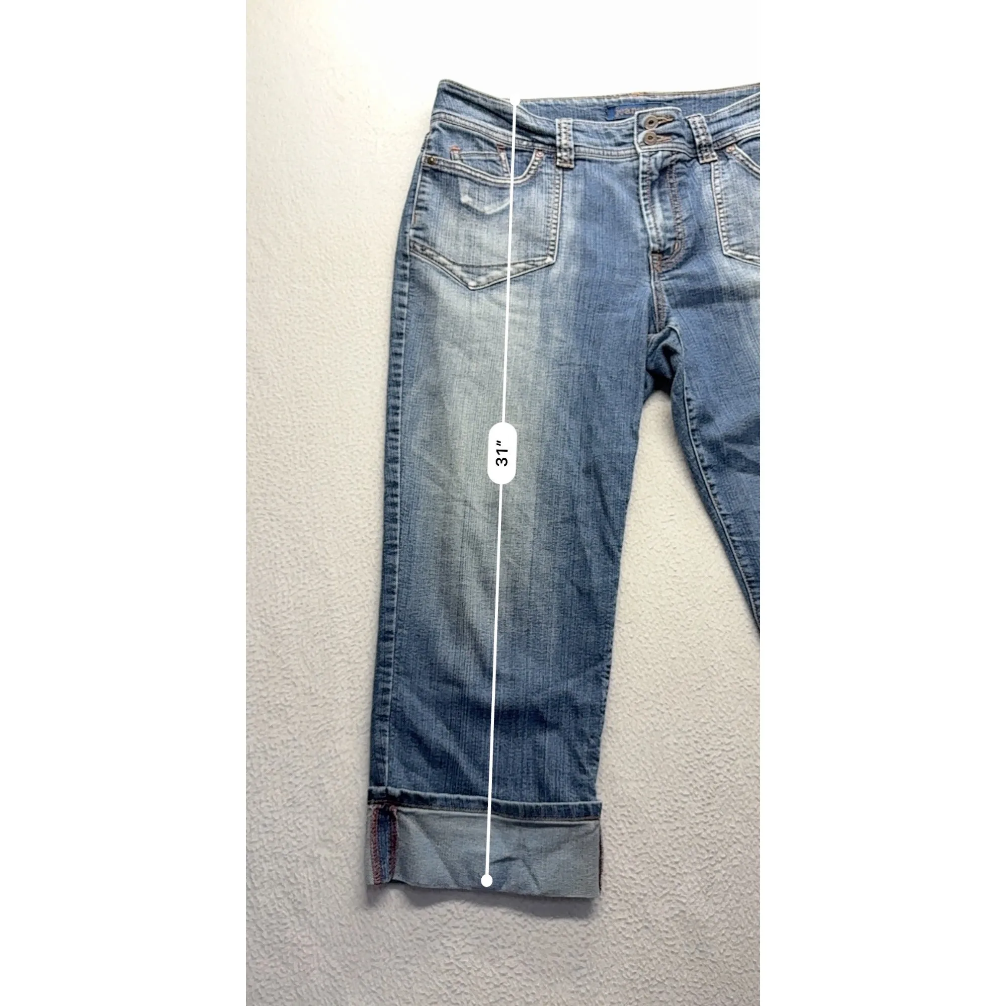 Jeanstar Womens Denim Capri Jeans Casual Y2K Style #7574