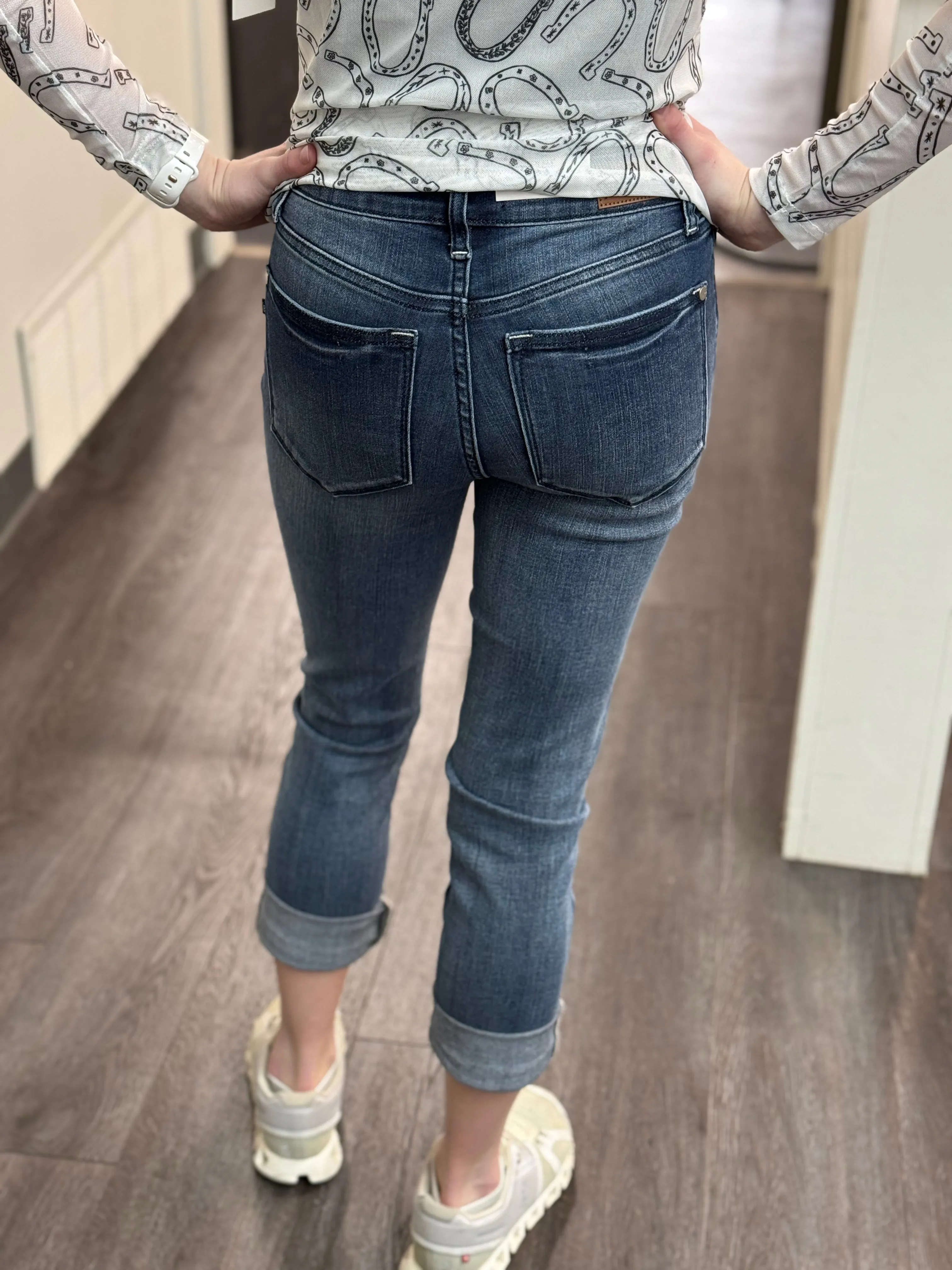 Jenny Judy Blue Cuffed Capri