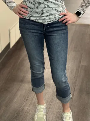 Jenny Judy Blue Cuffed Capri