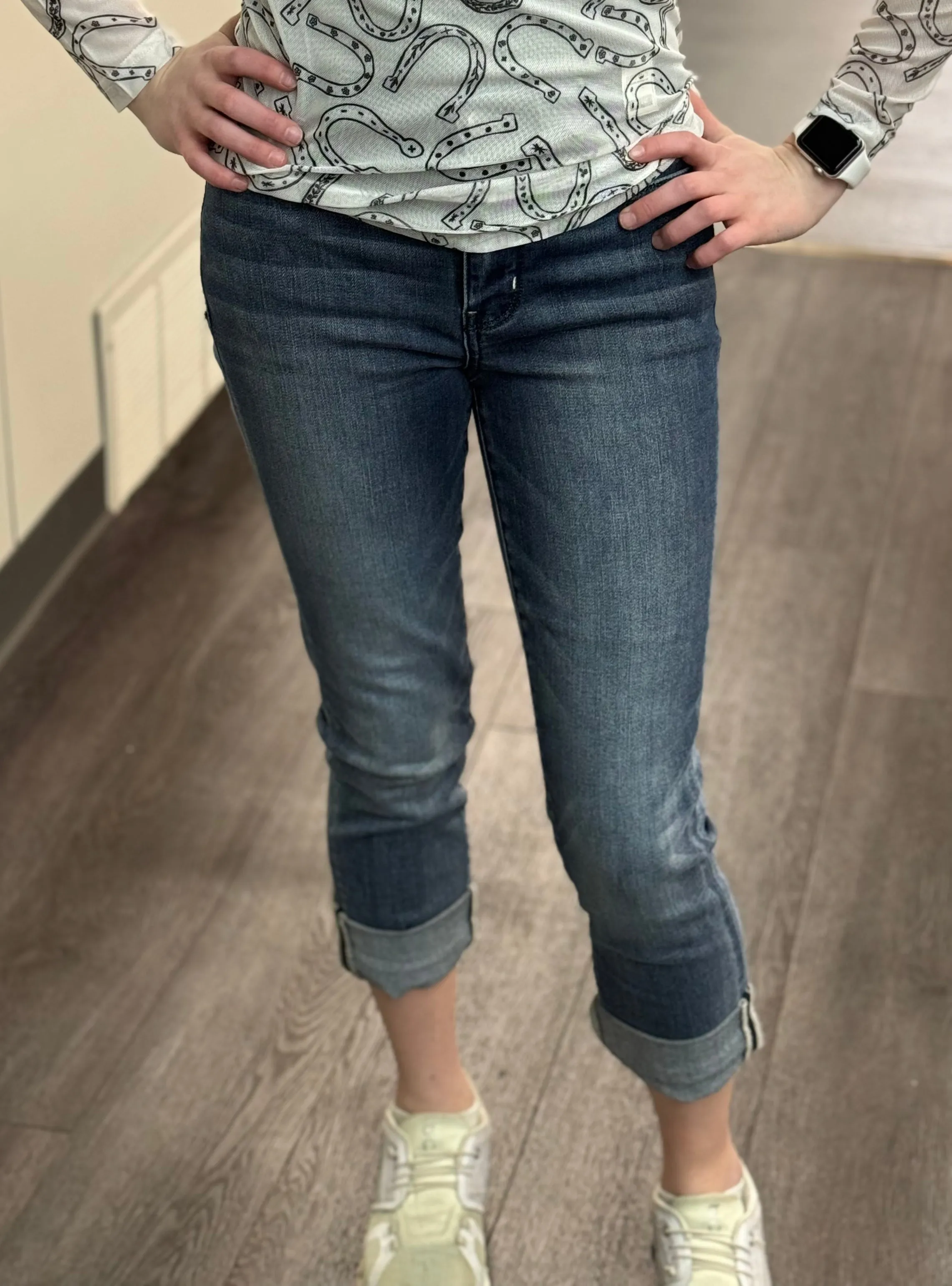 Jenny Judy Blue Cuffed Capri