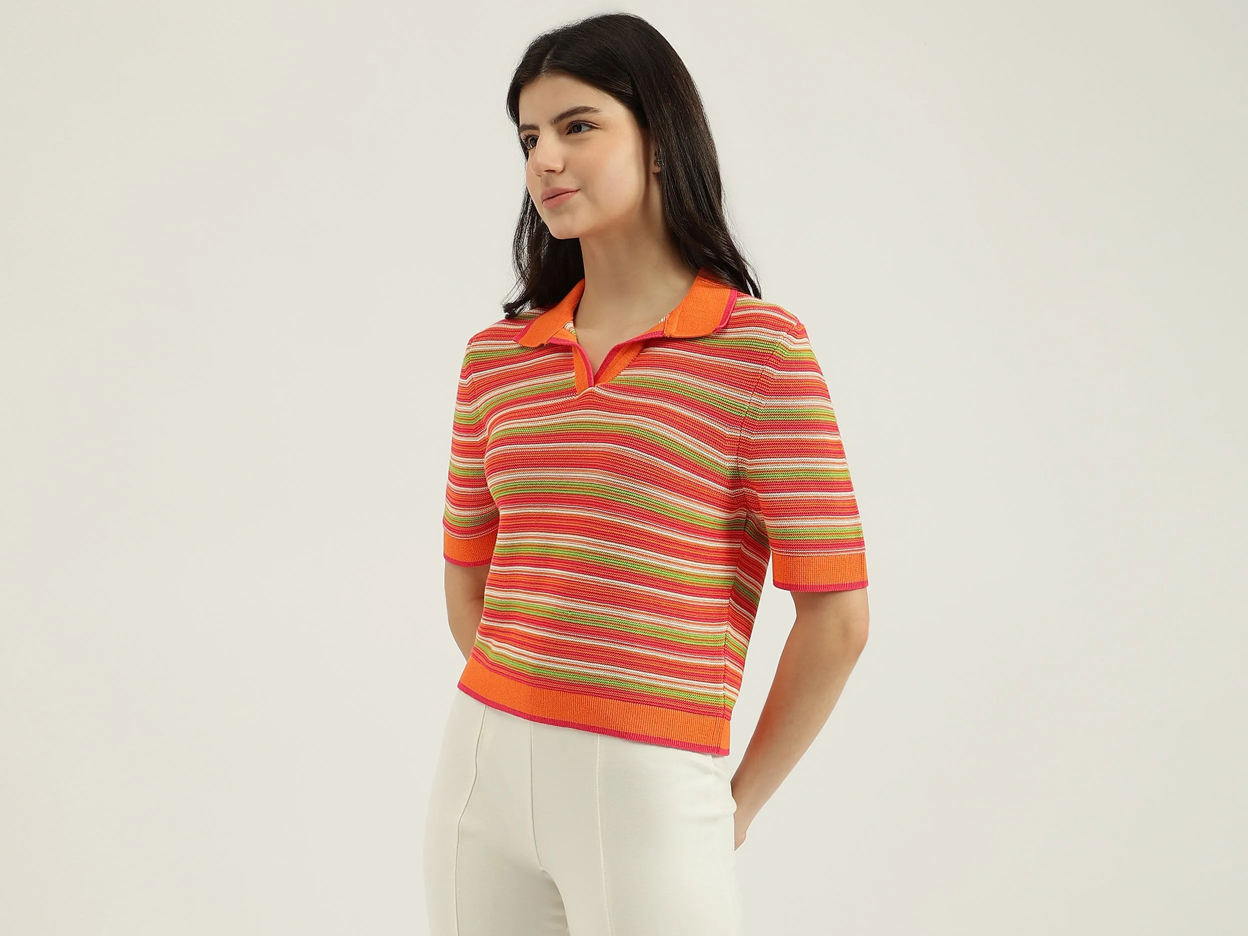 Johny Collar Striped Top