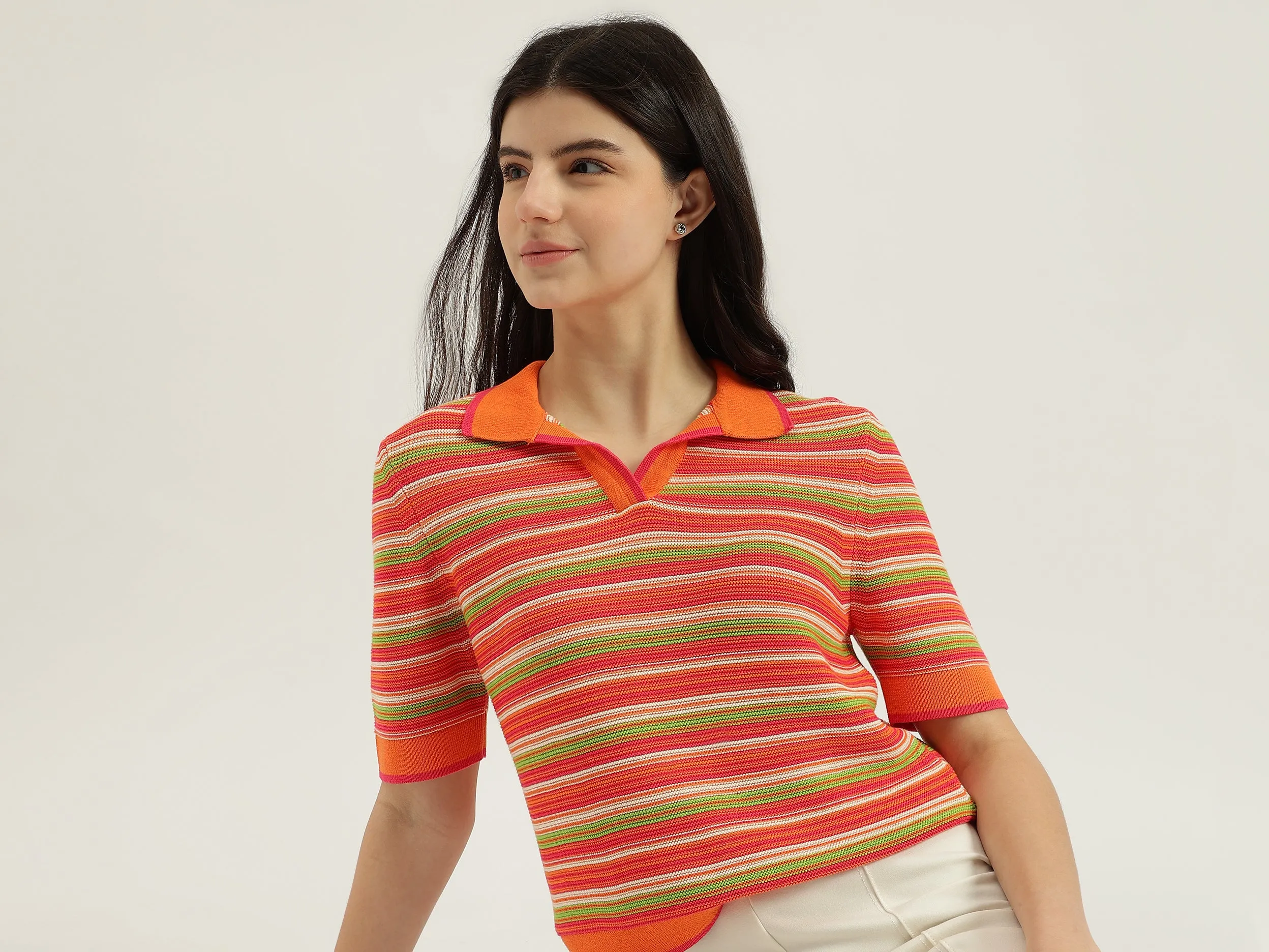 Johny Collar Striped Top