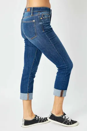 Judy Blue Mid-Rise Vintage Cuffed Capri