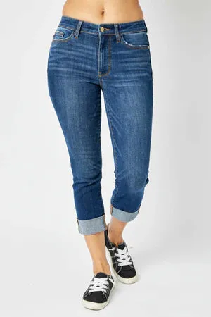 Judy Blue Mid-Rise Vintage Cuffed Capri