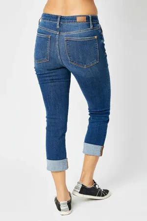 Judy Blue Mid-Rise Vintage Cuffed Capri