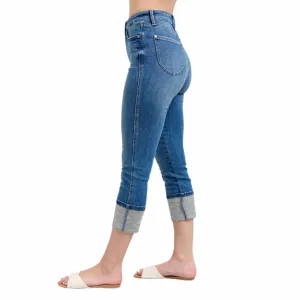 JUDY BLUE SKINNY CUFF CAPRIS JEANS WITH POCKETS PLUS SIZE