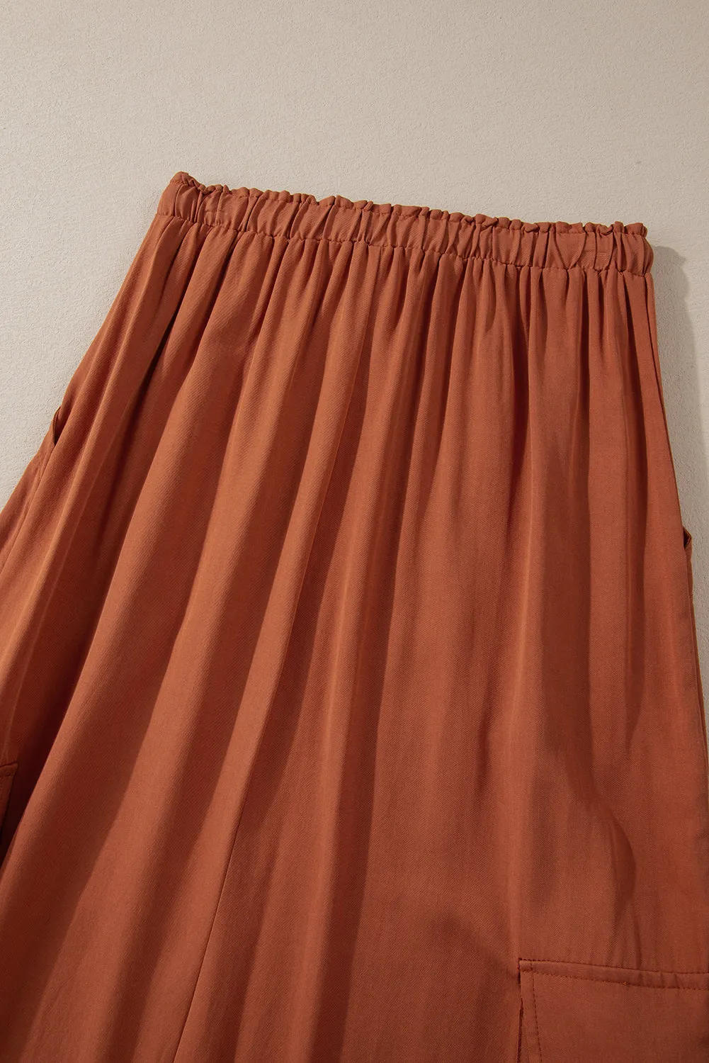 KaleaBoutique Mineral Wash Cargo Pocket Drawstring Waist Maxi Skirt