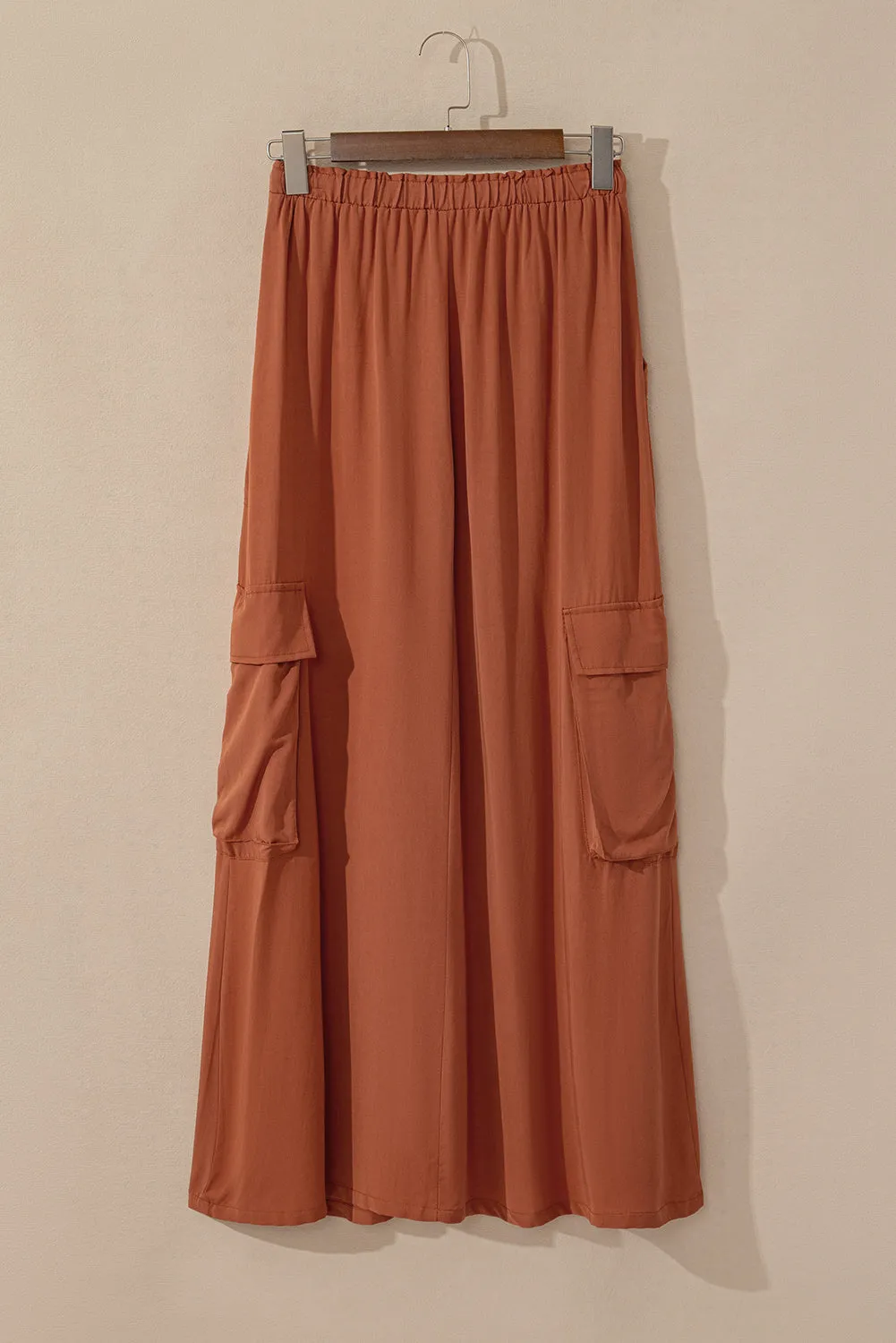 KaleaBoutique Mineral Wash Cargo Pocket Drawstring Waist Maxi Skirt