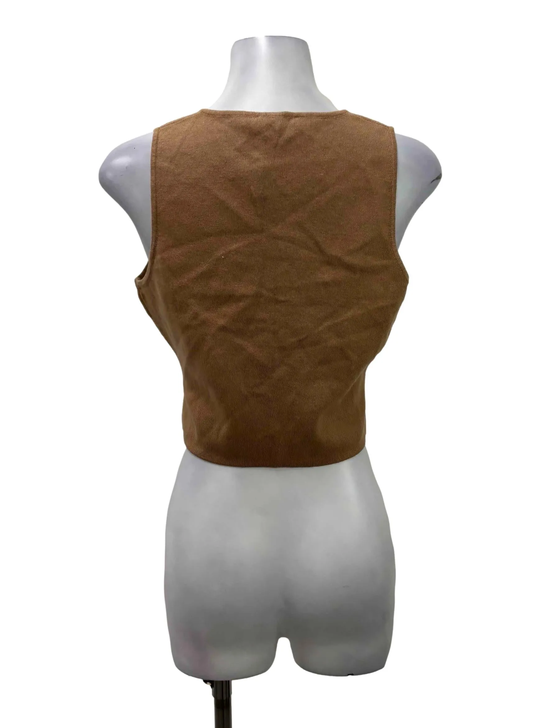 Khaki Brown V-Neck Vest