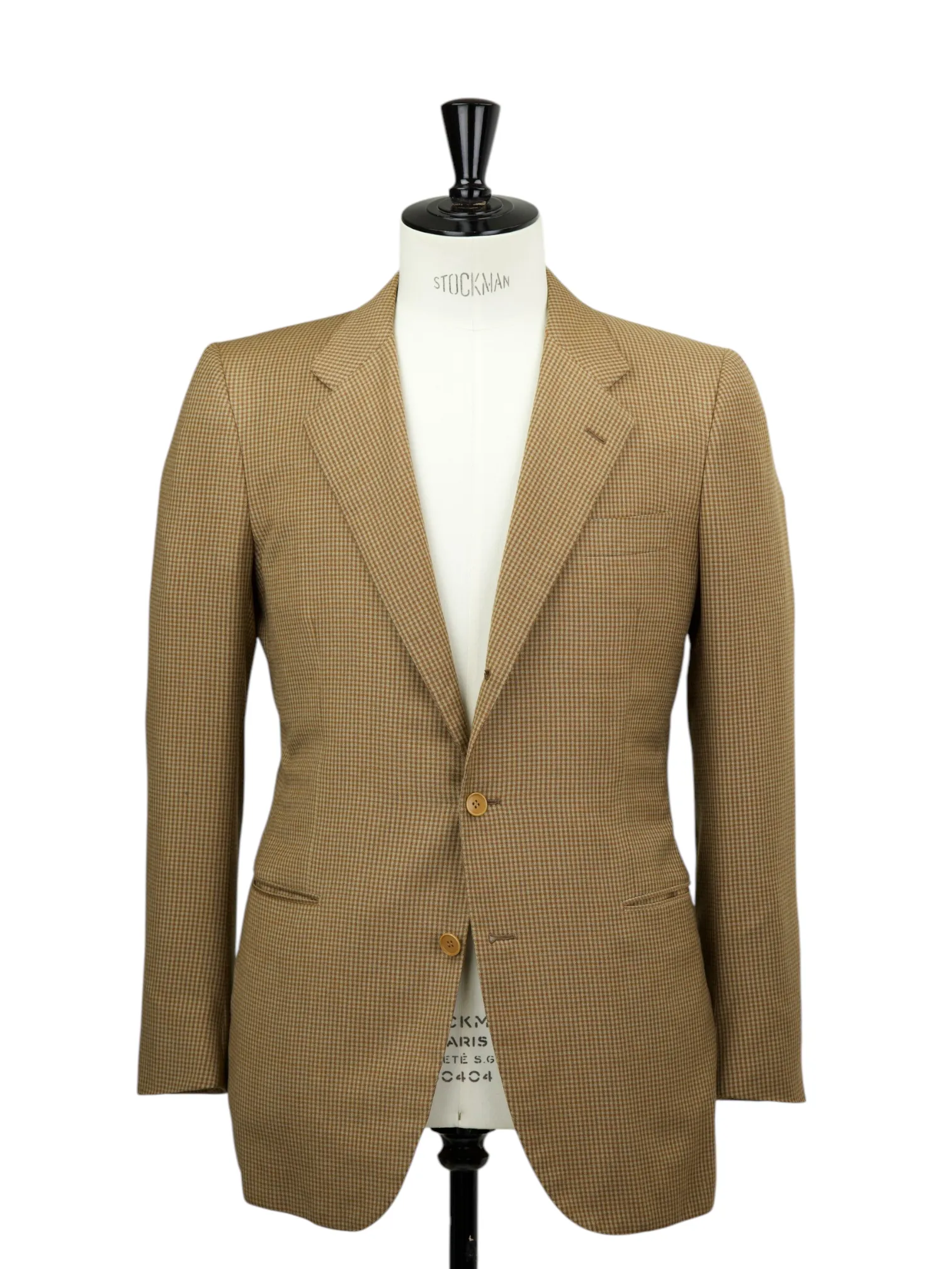 Kiton Vintage Light Brown Pure-Wool Gingham Check Jacket