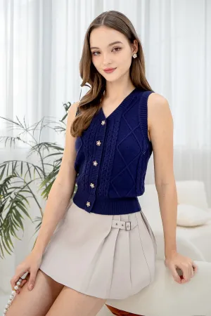 KOBY CABLE KNIT VEST TOP IN NAVY
