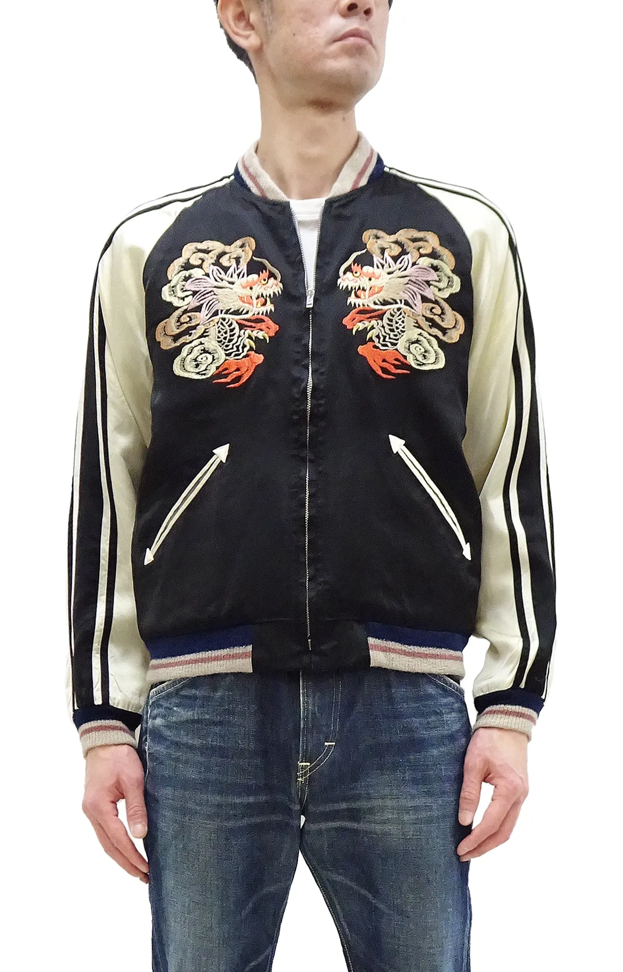 KOSHO & CO. Jacket Tailor Toyo Sukajan Men's Japanese Souvenir Jacket Dragon Embroidery x Japan Map Print TT15531 TT15531-119