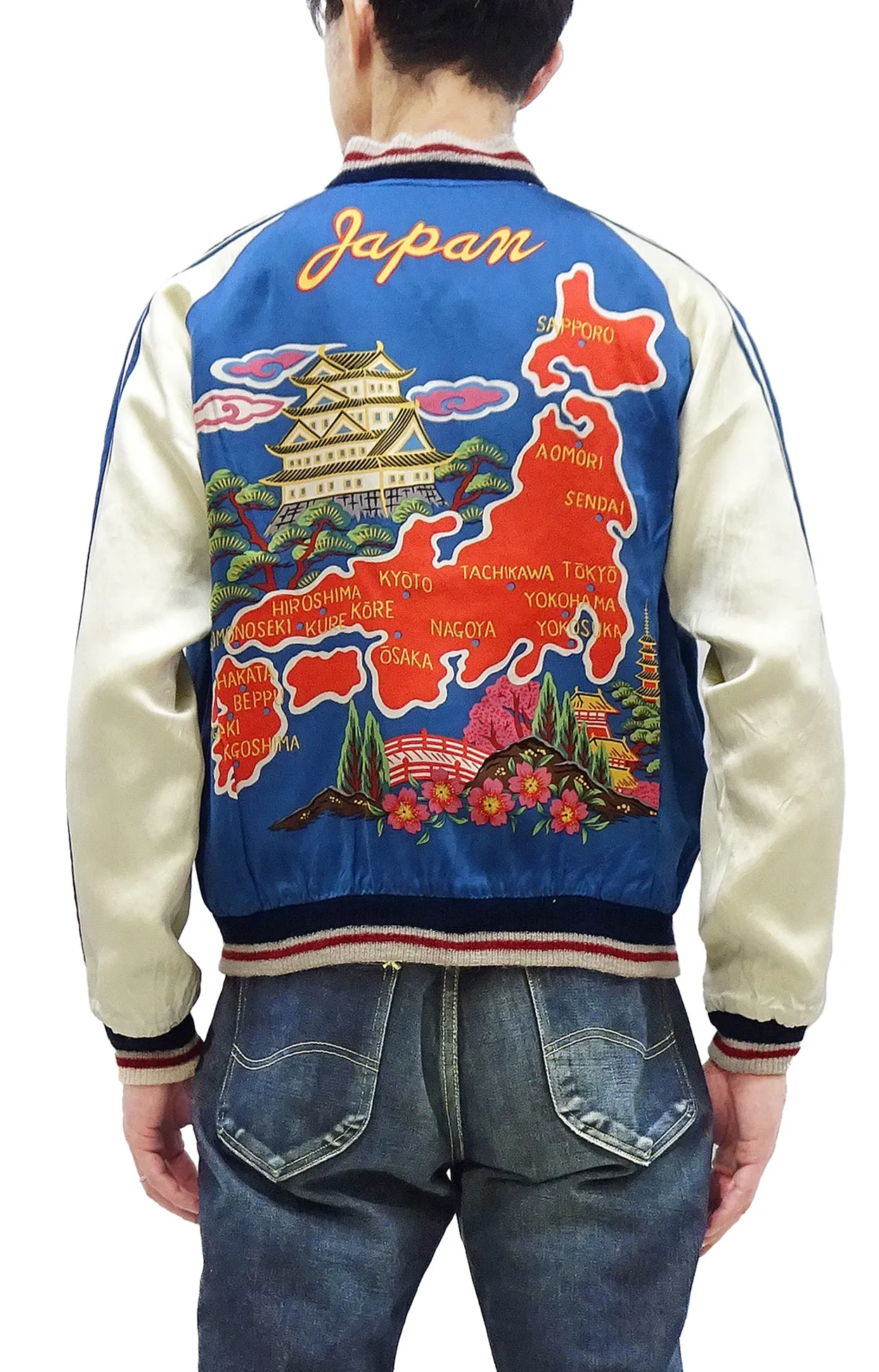 KOSHO & CO. Jacket Tailor Toyo Sukajan Men's Japanese Souvenir Jacket Dragon Embroidery x Japan Map Print TT15531 TT15531-119