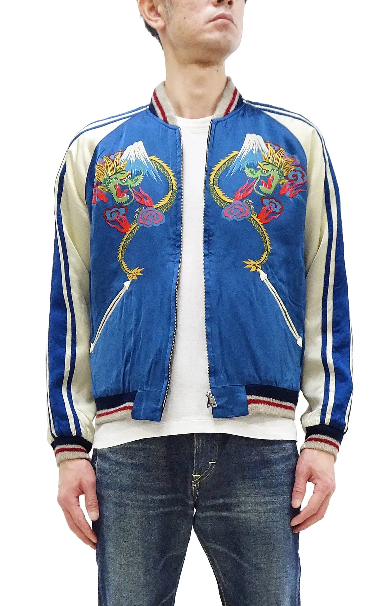 KOSHO & CO. Jacket Tailor Toyo Sukajan Men's Japanese Souvenir Jacket Dragon Embroidery x Japan Map Print TT15531 TT15531-119