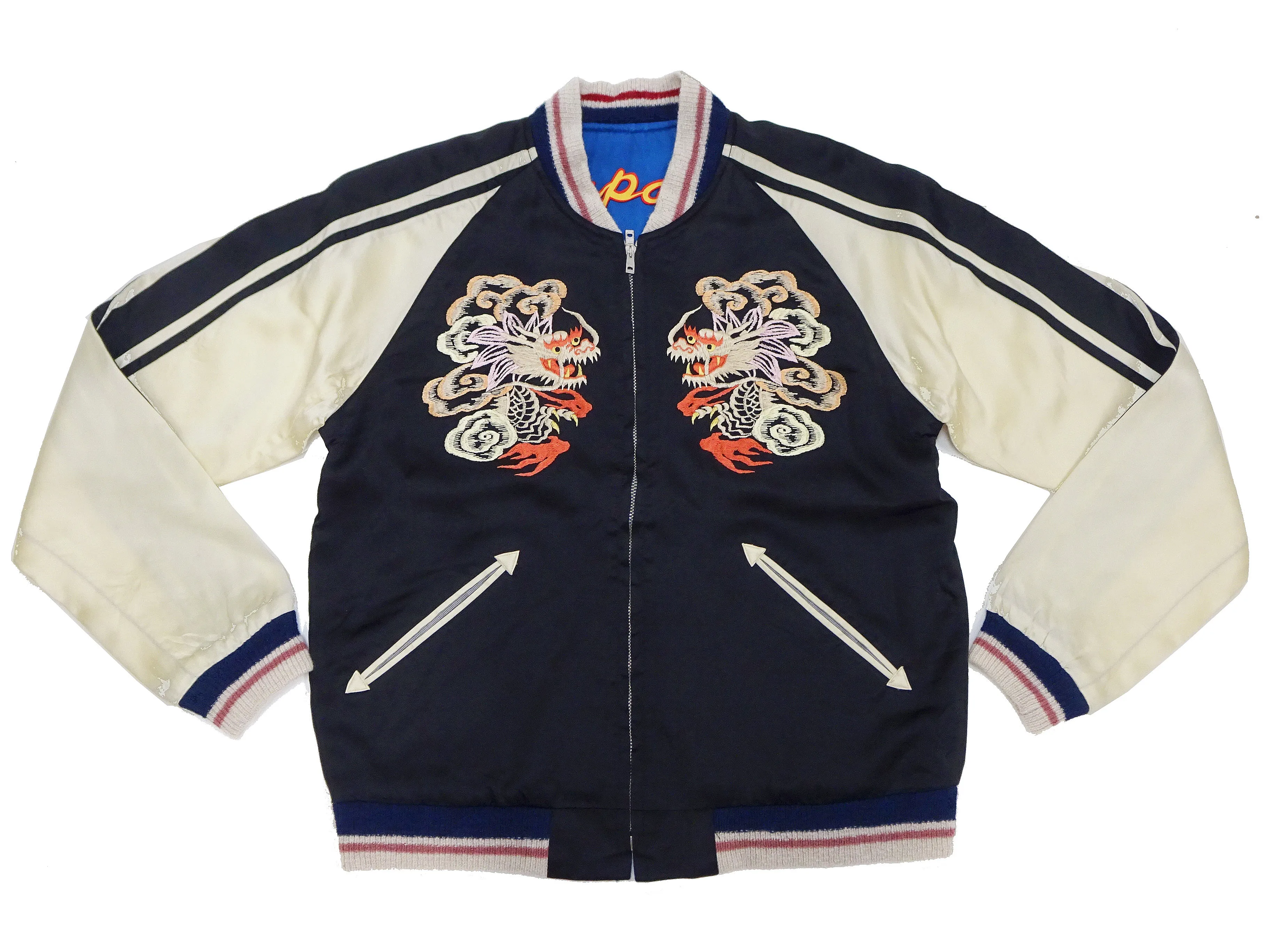 KOSHO & CO. Jacket Tailor Toyo Sukajan Men's Japanese Souvenir Jacket Dragon Embroidery x Japan Map Print TT15531 TT15531-119