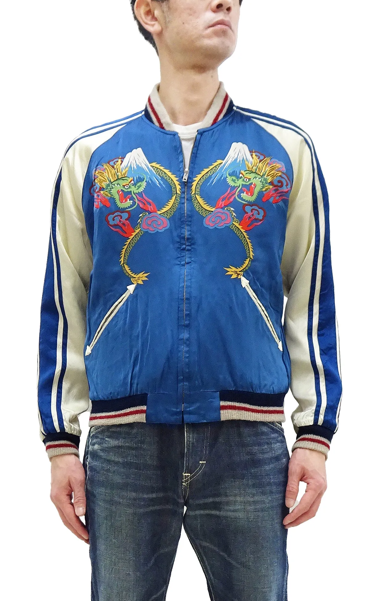 KOSHO & CO. Jacket Tailor Toyo Sukajan Men's Japanese Souvenir Jacket Dragon Embroidery x Japan Map Print TT15531 TT15531-119