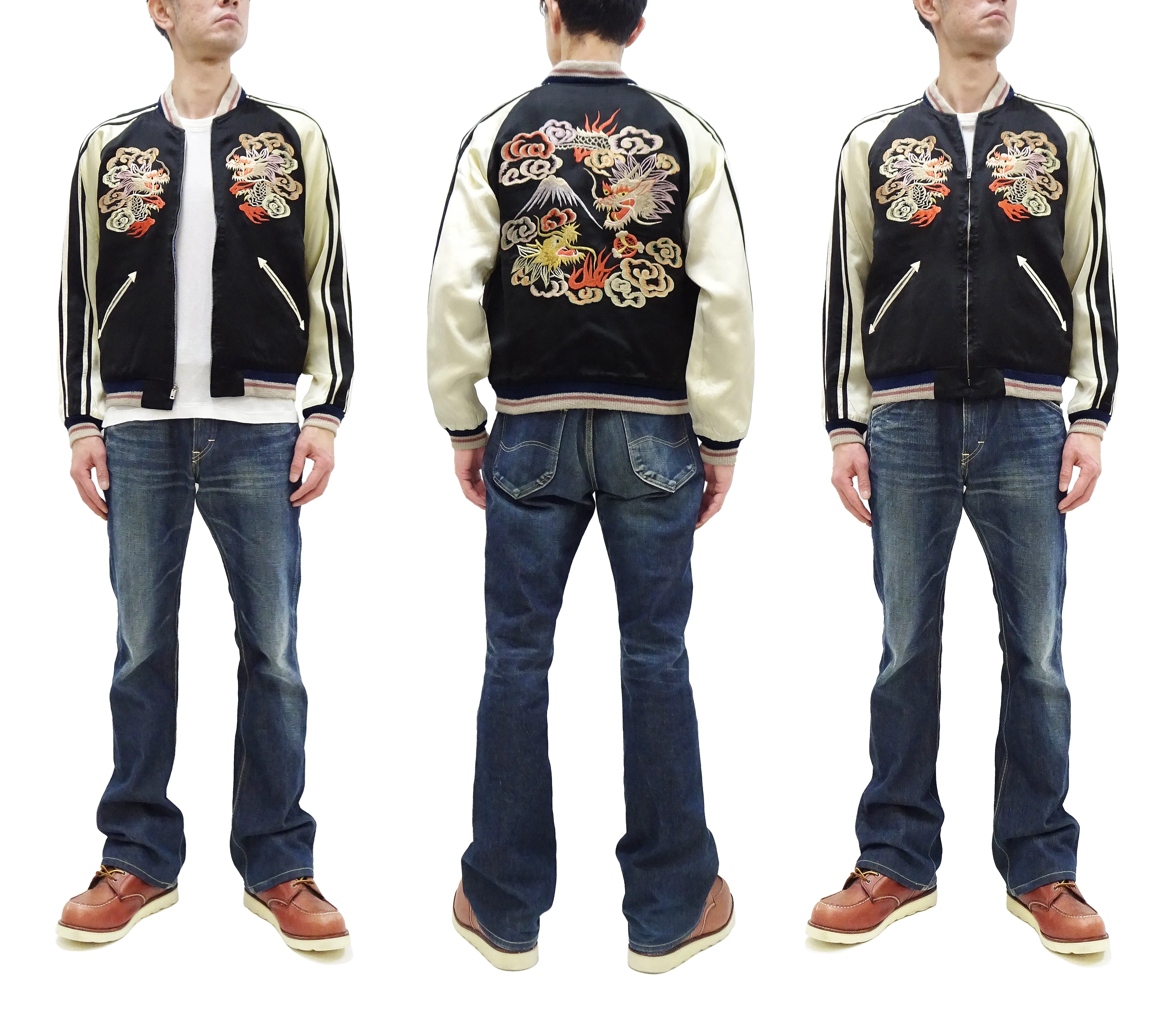 KOSHO & CO. Jacket Tailor Toyo Sukajan Men's Japanese Souvenir Jacket Dragon Embroidery x Japan Map Print TT15531 TT15531-119