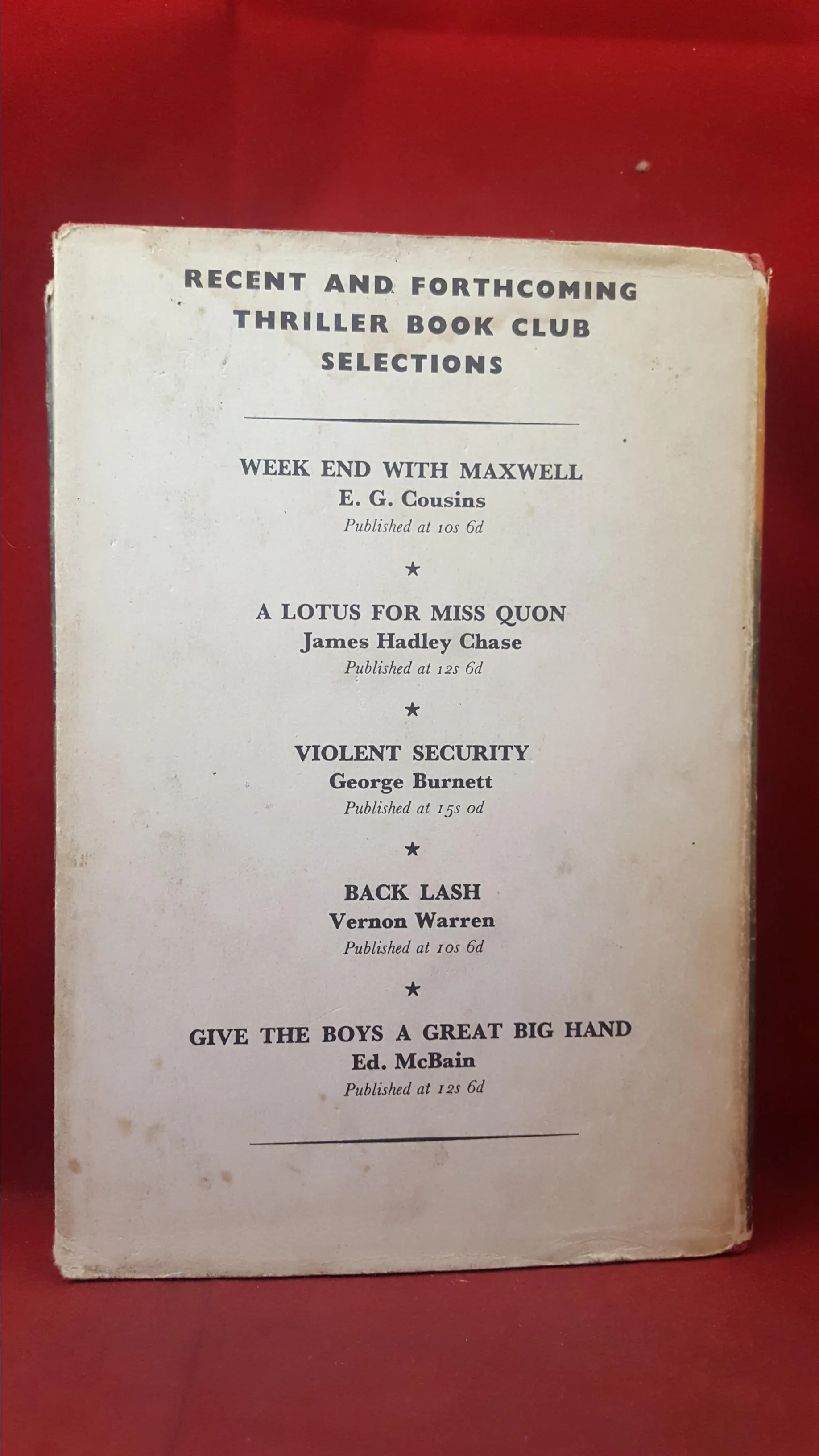 Laurence Payne - The Nose On My Face, Thriller Book Club, 1961