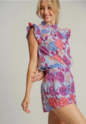 Lavender Garden Party Floral Top