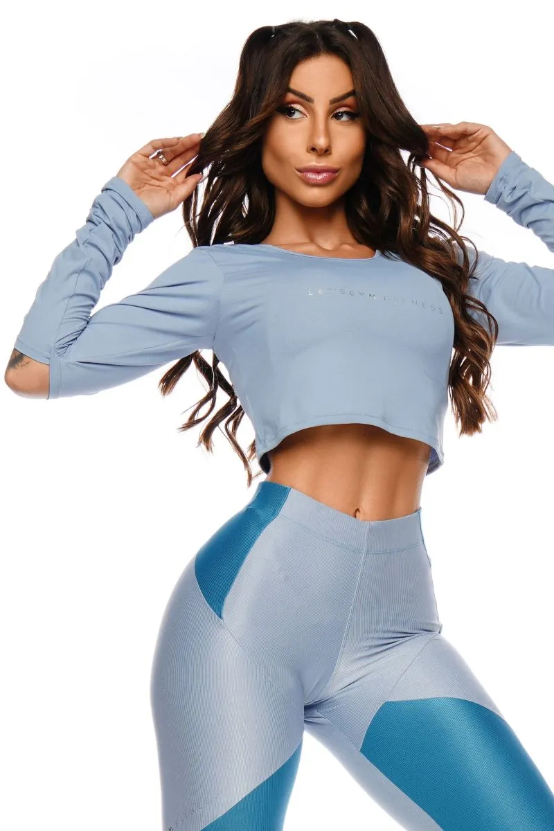 Let's Gym Baby Blue Cropped Top