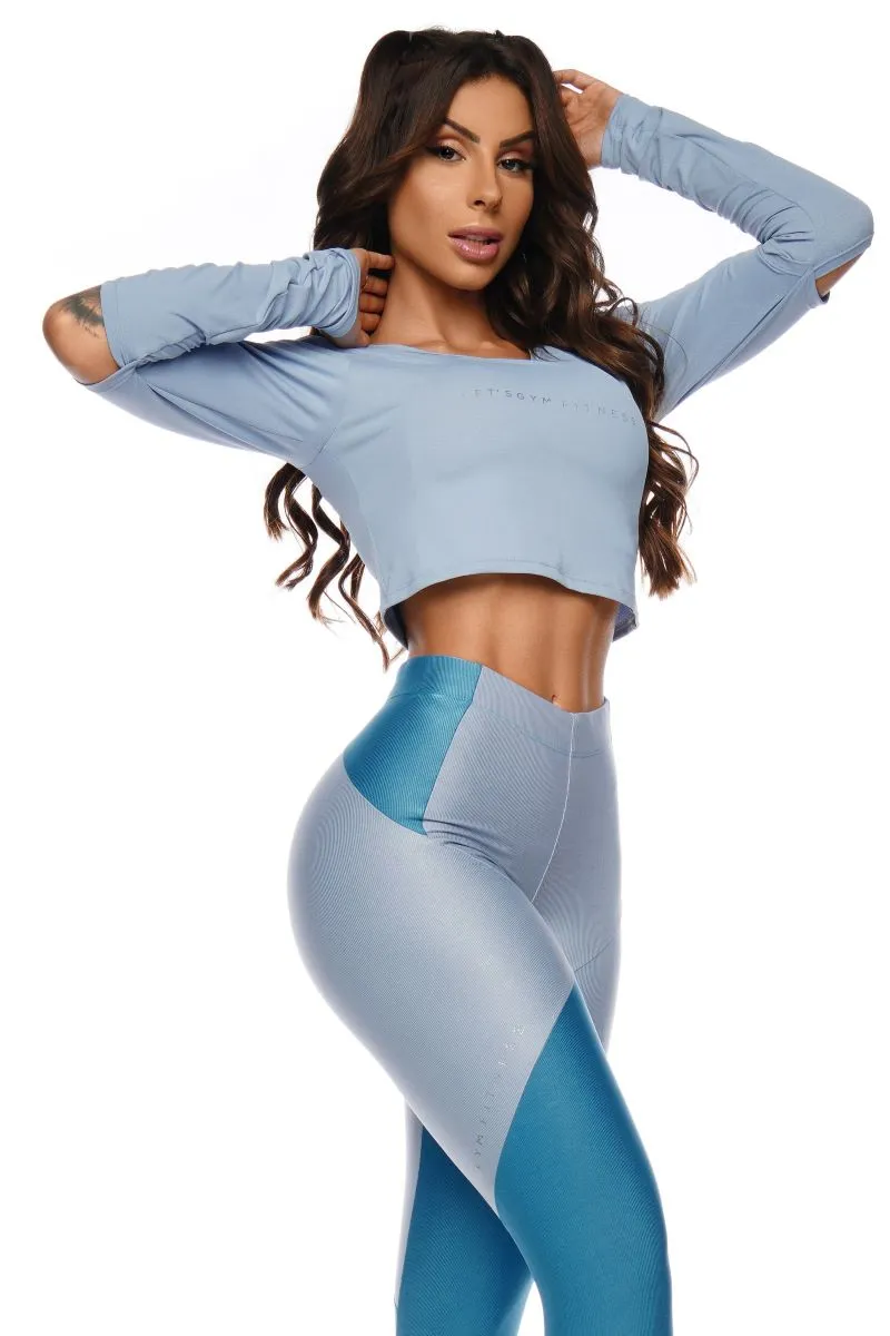 Let's Gym Baby Blue Cropped Top