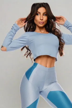 Let's Gym Baby Blue Cropped Top