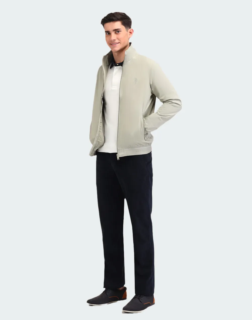 Light Green Colour Blocked Regular Fit Jacket