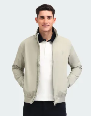 Light Green Colour Blocked Regular Fit Jacket