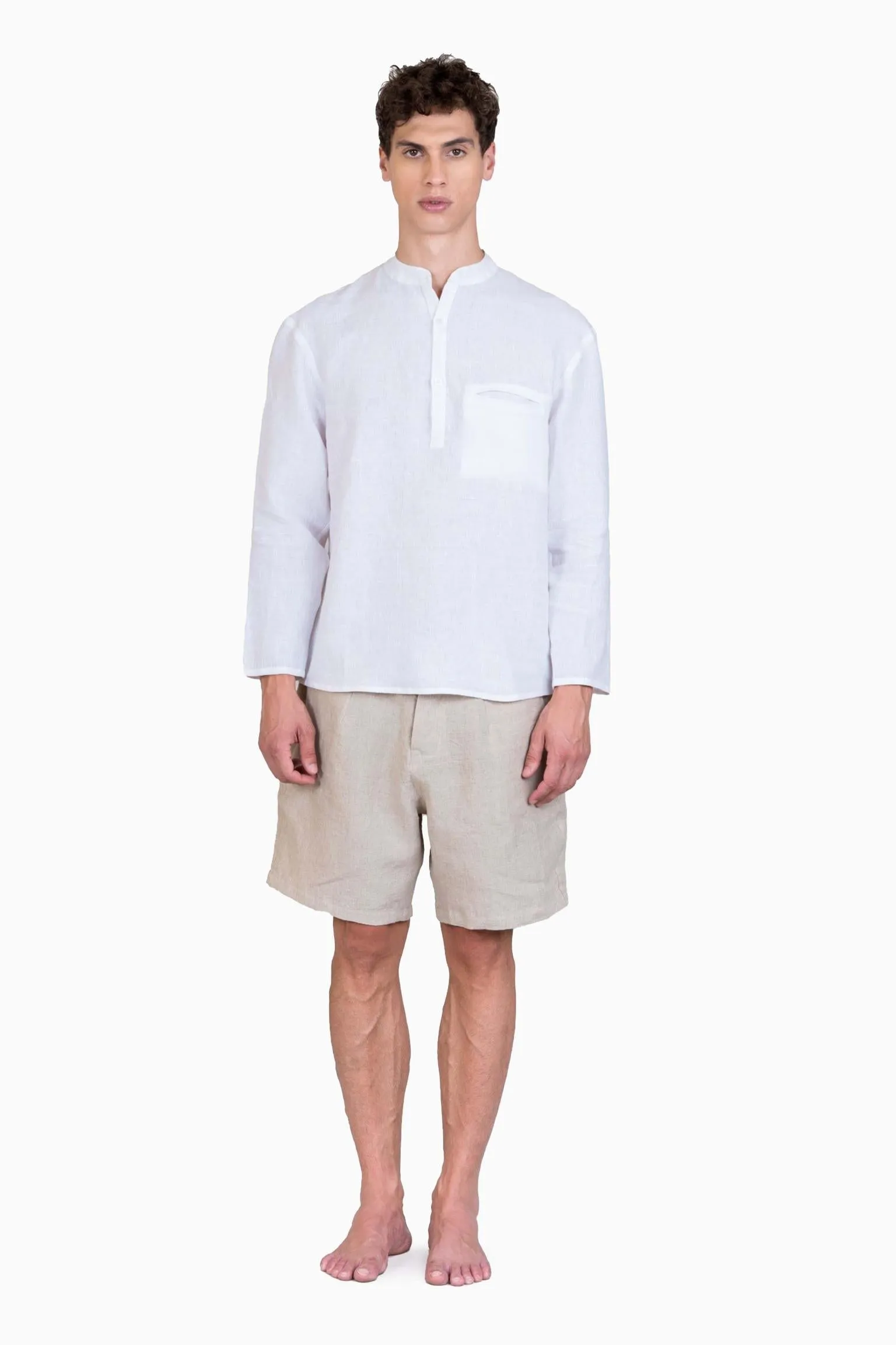 Linen Terran Shirt-Angora White