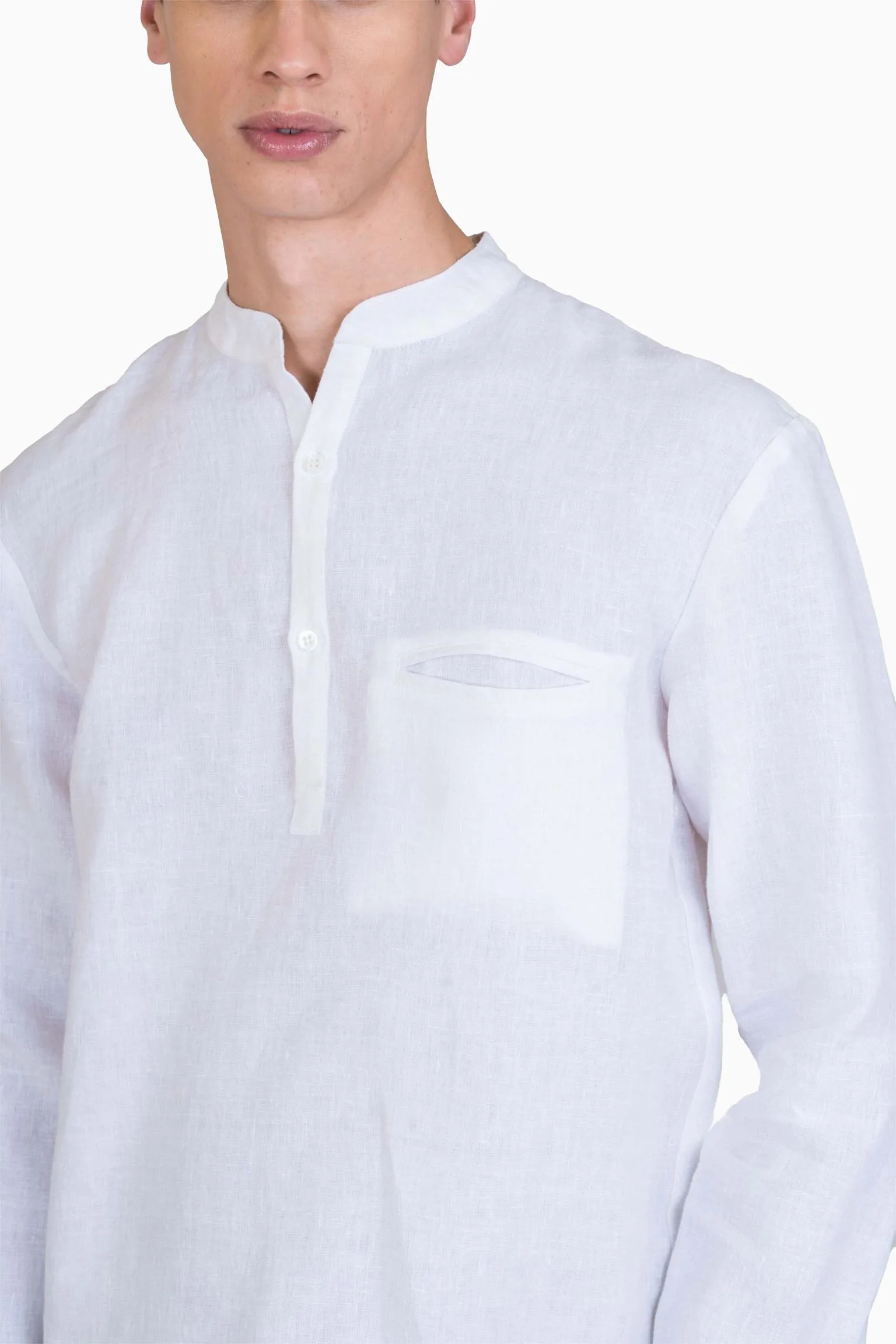 Linen Terran Shirt-Angora White