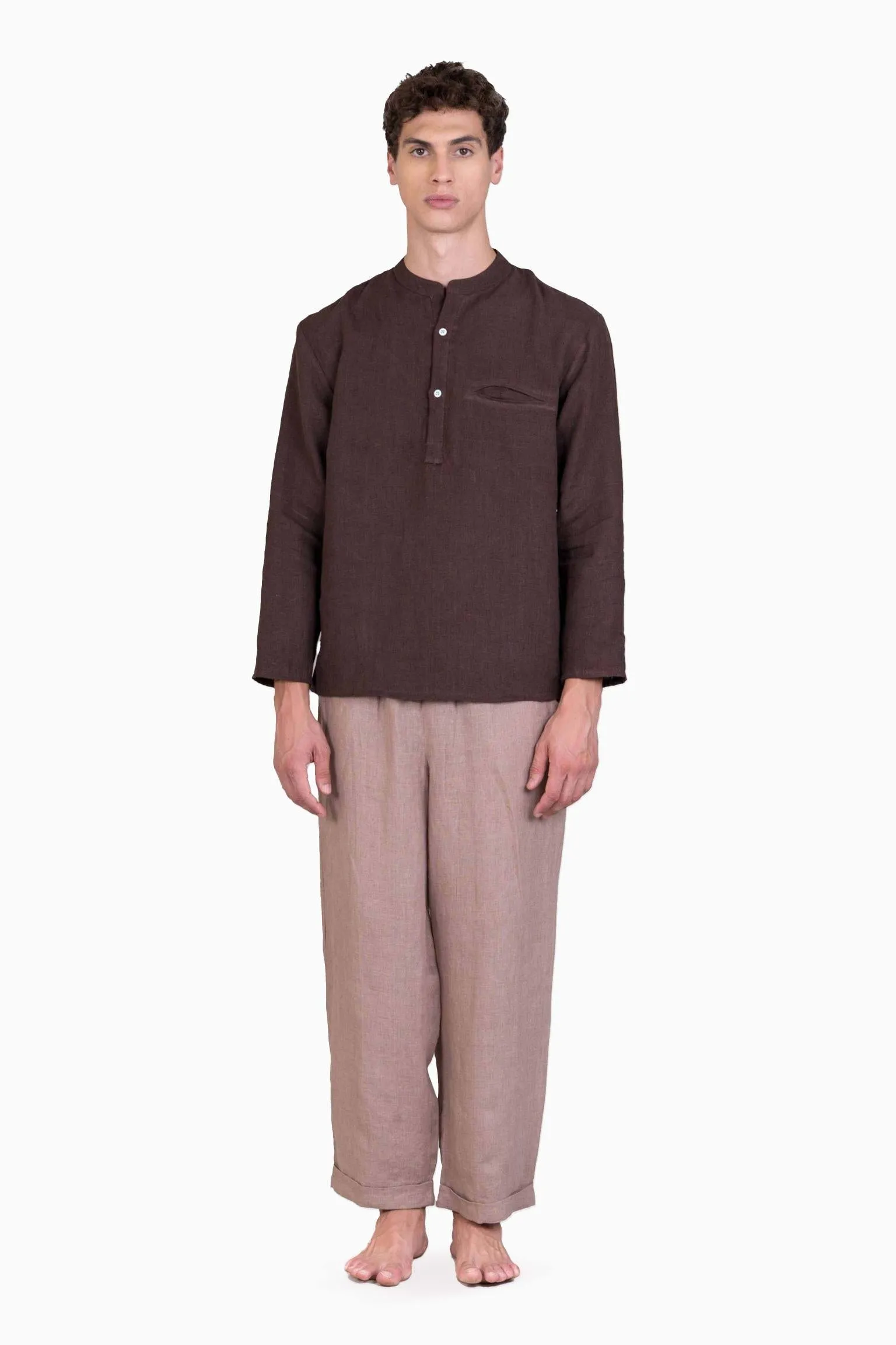 Linen Terran Shirt-Angora White