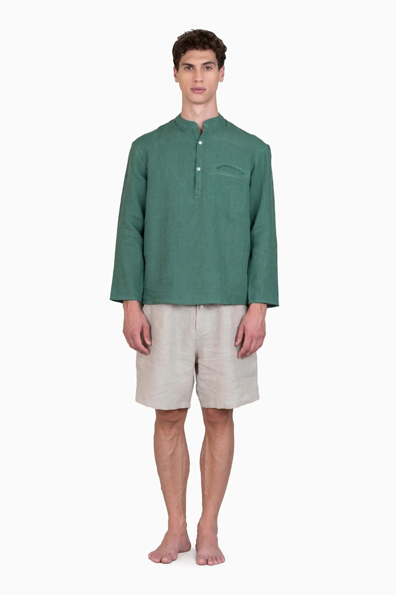 Linen Terran Shirt-Angora White
