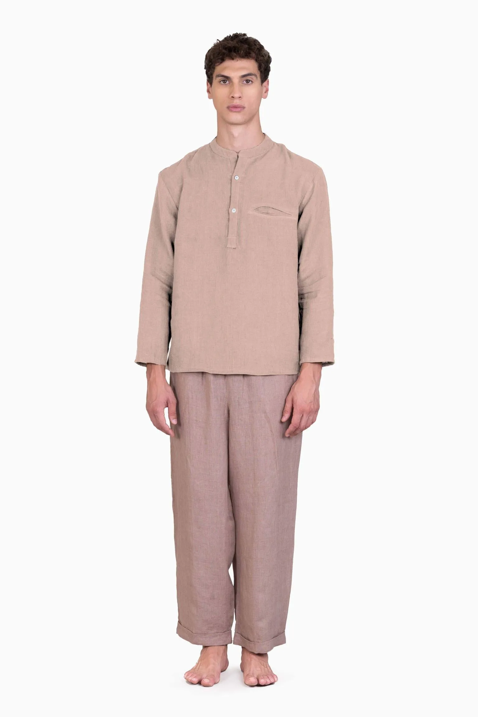 Linen Terran Shirt-Angora White