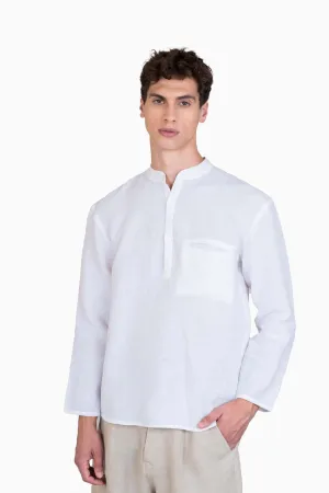 Linen Terran Shirt-Angora White