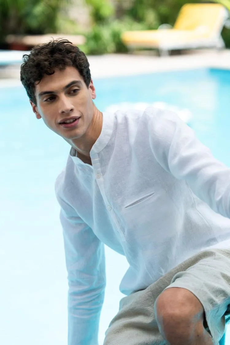 Linen Terran Shirt-Angora White